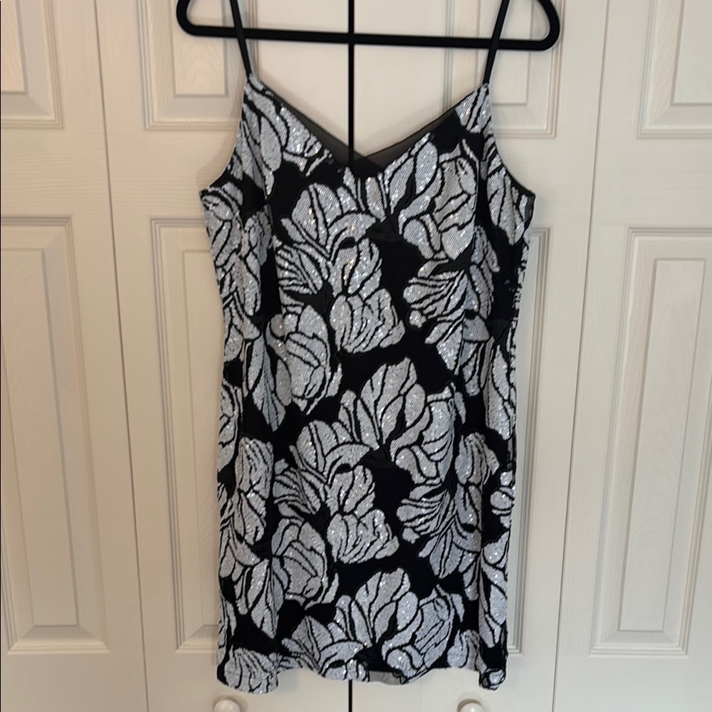 Black and White Sequin Slip Dress